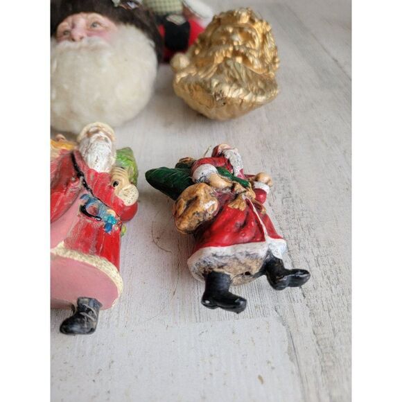 Santa Claus face Golden variety toy bag ornament set Xmas rustic - Picture 4 of 12